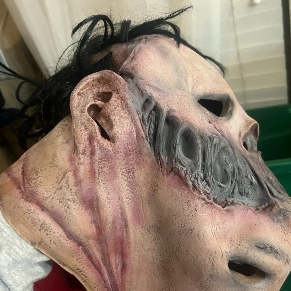 Scary Halloween double face horror adult latex with hair